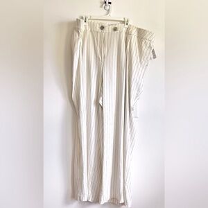 Lane Bryant size 28 Wide-Leg Mid Rise DRESS PANTS Ivory w/black Pinstripe New